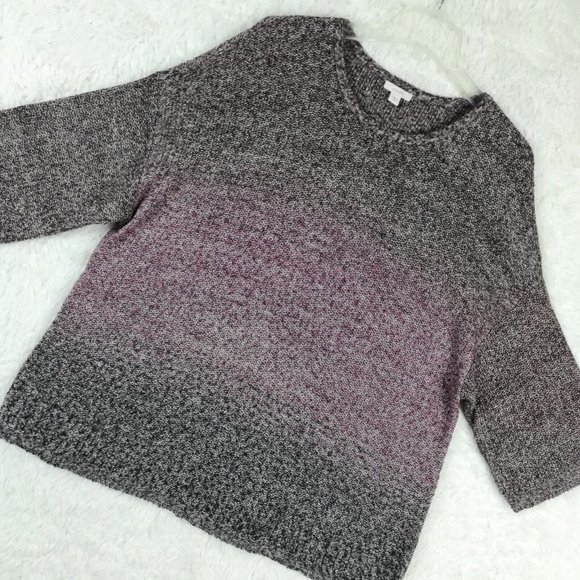 Pure Jill Women Sweater Pullover 3/4 Drop Sleeve Purple Ombre Knit Petite MP - Picture 8 of 11